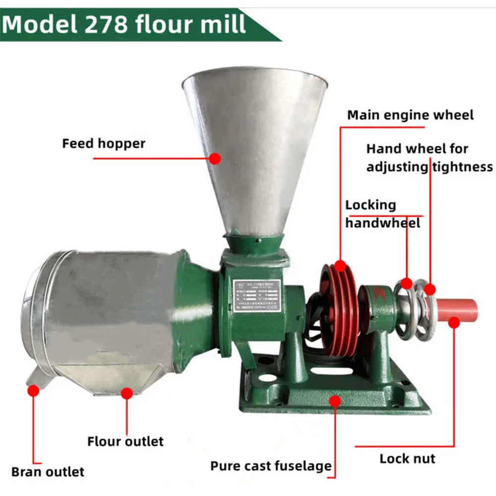 Home Use Small Scale Wheat Corn Beans Grain Cereal Rice Maize Sorghum Flour Mill Machine - 5V6TJ